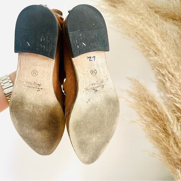 FP FREE PEOPLE Brown Tan Lost Valley Ankle Strap Booties Boots Shoes Zip 38 7.5 - Picture 5 of 12